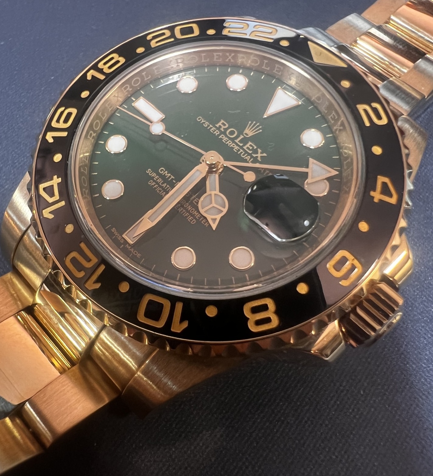 Rolex GMT Master II Ref 116718 oro giallo quadrante verde